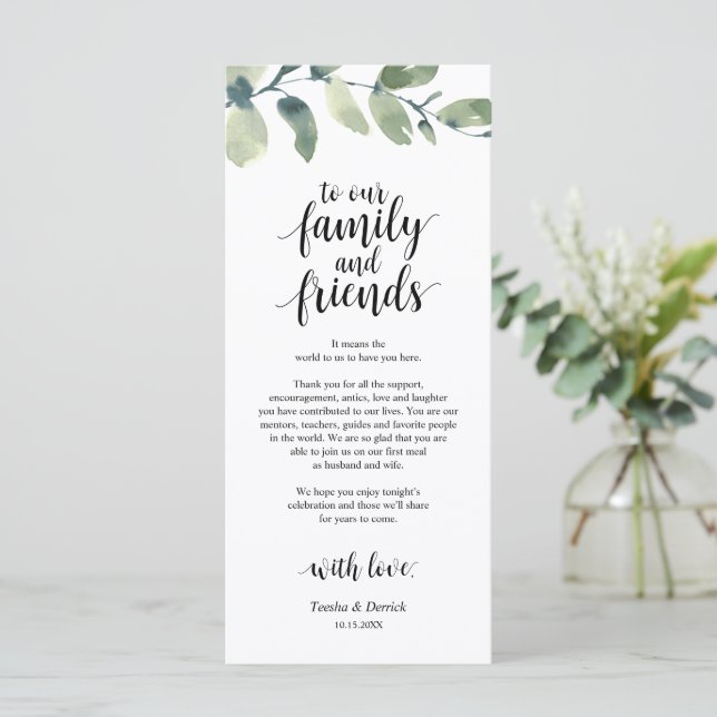 Greenery Eucalyptus Place Setting Thank You Card (Standing Front)