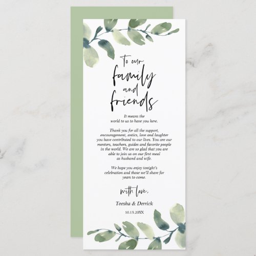 Greenery Eucalyptus Place Setting Thank You Card