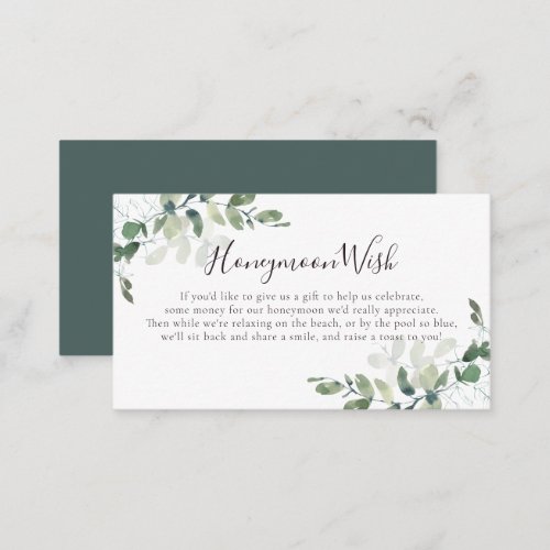 Greenery Eucalyptus Poem Honeymoon Wish Enclosure Card