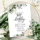 Greenery Eucalyptus Pumpkin Fall 80th Birthday Invitation<br><div class="desc">Greenery eucalyptus floral watercolor,  pumpkin fall-themed birthday party invitation. Easy to personalize with your details. Please get in touch with me via chat if you have questions about the artwork or need customization. PLEASE NOTE: For assistance on orders,  shipping,  product information,  etc.,  contact Zazzle Customer Care directly.</div>