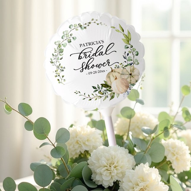 Greenery Eucalyptus Pumpkin Fall Bridal Shower Balloon (Creator Uploaded)