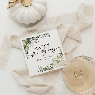 Greenery Eucalyptus Pumpkin Friendsgiving Dinner Napkins