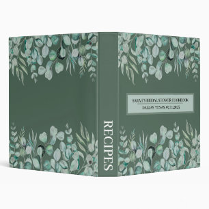 Greenery Eucalyptus Recipes Bridal Shower 3 Ring Binder
