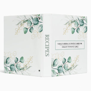 Greenery Eucalyptus Recipes Bridal Shower 3 Ring Binder
