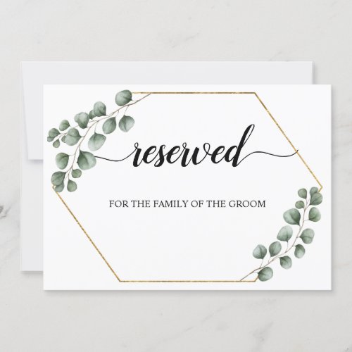 Greenery Eucalyptus Reserved Wedding Seating Sign Invitation