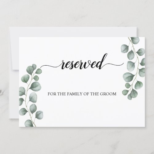 Greenery Eucalyptus Reserved Wedding Seating Sign Invitation