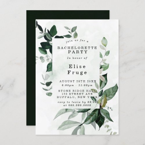 Greenery Eucalyptus Rustic Bachelorette Party Invitation