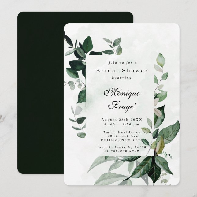 Greenery Eucalyptus Rustic Bridal Shower Invitation (Front/Back)