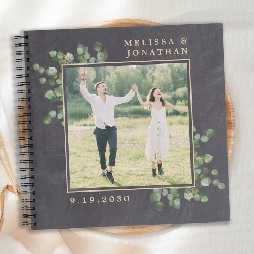 Greenery Eucalyptus Rustic Photo Budget Wedding Notebook
