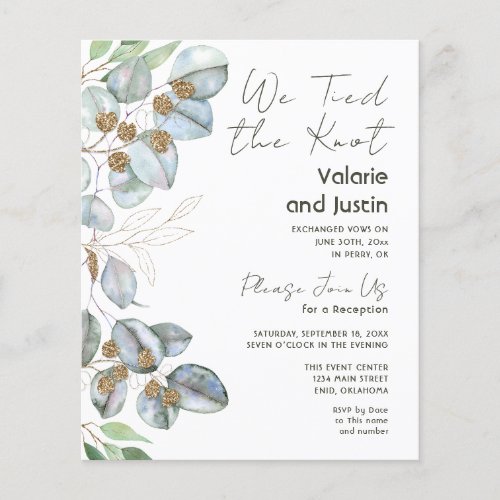 Greenery Eucalyptus Sage Elopement Reception Flyer