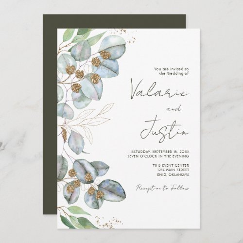 Greenery Eucalyptus Sage Wedding All in One Invitation