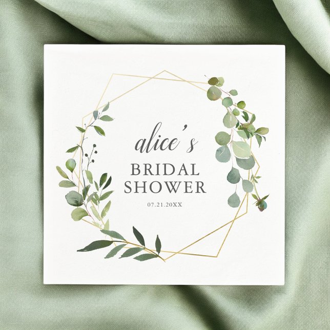Greenery Eucalyptus Script Bridal Shower Napkins (Creator Uploaded)