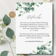 Greenery Eucalyptus script wedding details QR