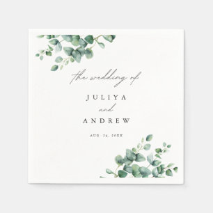 Greenery Eucalyptus script wedding Napkins