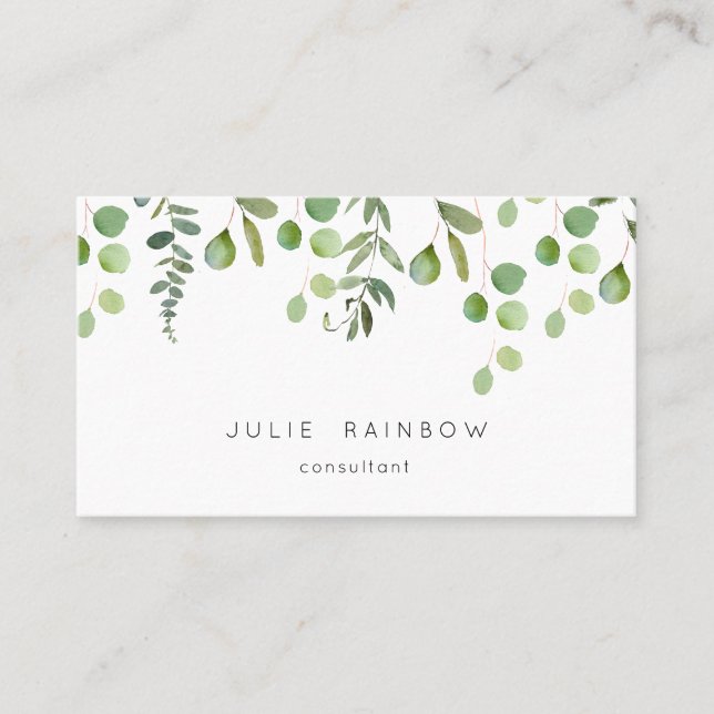 Greenery Eucalyptus Simple Business Card (Front)