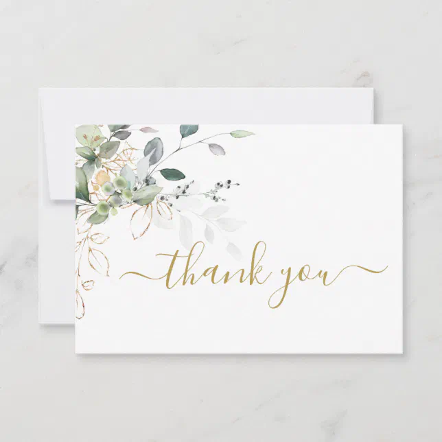 Greenery eucalyptus simple thank you Note Card | Zazzle