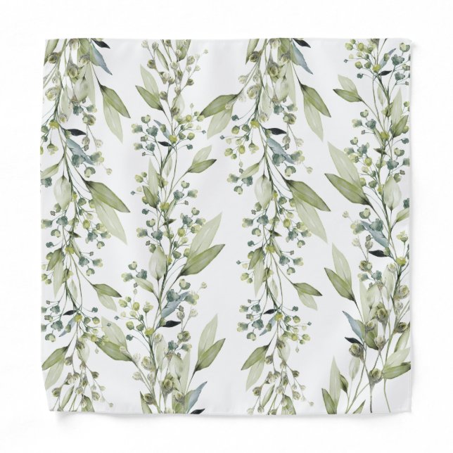 Greenery Eucalyptus Sprays Wedding Pocket Square Bandana (Front)