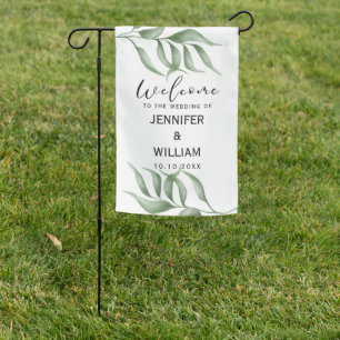 Greenery Eucalyptus Spring Wedding Garden Flag