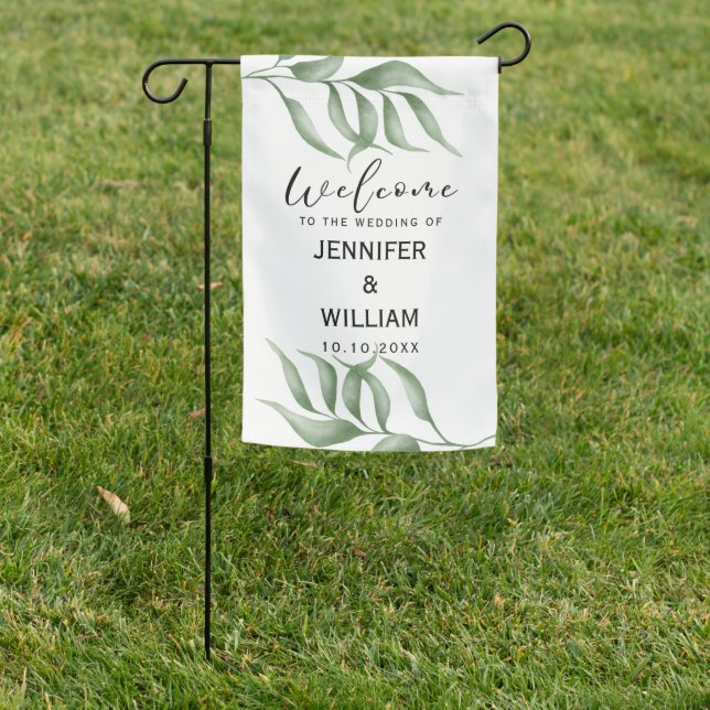 Greenery Eucalyptus Spring Wedding  Garden Flag (In SItu)