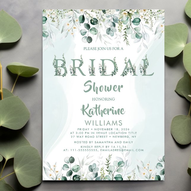 Greenery Eucalyptus Succulent Green Bridal Shower Invitation (Creator Uploaded)