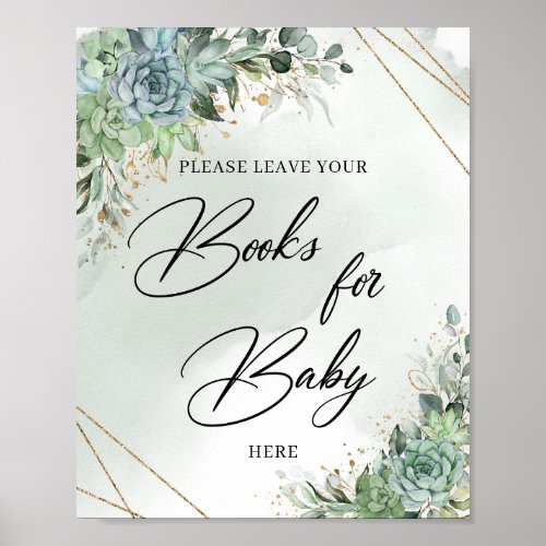 Greenery eucalyptus succulents gold Books for Baby Poster