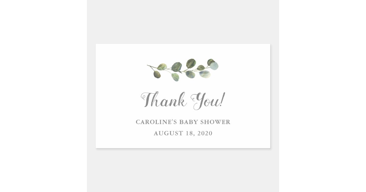 Greenery Eucalyptus Thank You Tags, Favor Tags, Rectangular Sticker