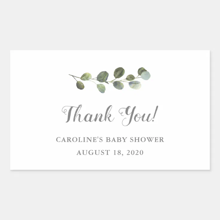 Greenery Eucalyptus Thank You Tags, Favor Tags, Rectangular Sticker