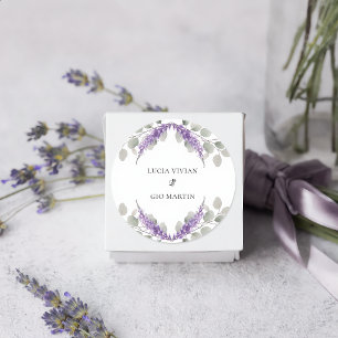 Greenery Eucalyptus Violet Lavender Wedding Classic Round Sticker