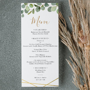 Greenery Eucalyptus w/Gold Geometric Frame Wedding Menu