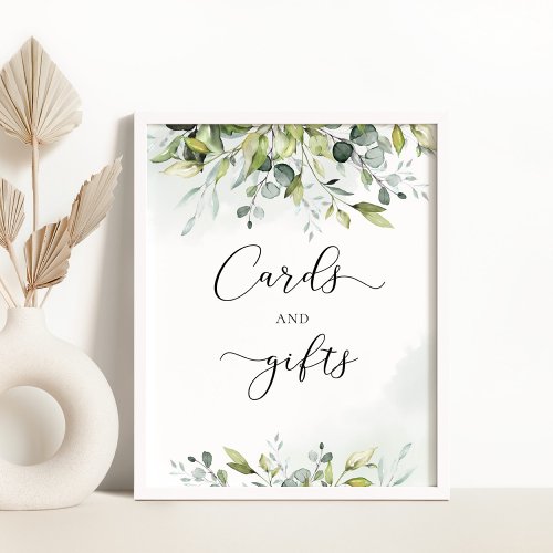 Greenery eucalyptus watercolor cards and gifts poster