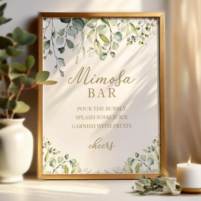 Greenery Eucalyptus Watercolor Mimosa Bar Sign (Creator Uploaded)
