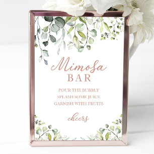 Greenery Eucalyptus Watercolor Mimosa Bar Sign