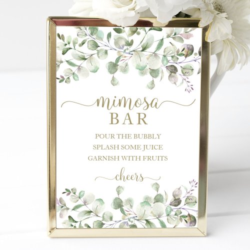 Greenery Eucalyptus Watercolor Mimosa Bar Sign