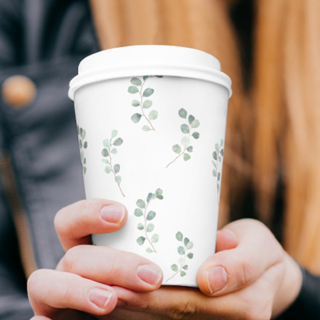 Greenery Eucalyptus Watercolor Pattern Paper Cups (Creator Uploaded)