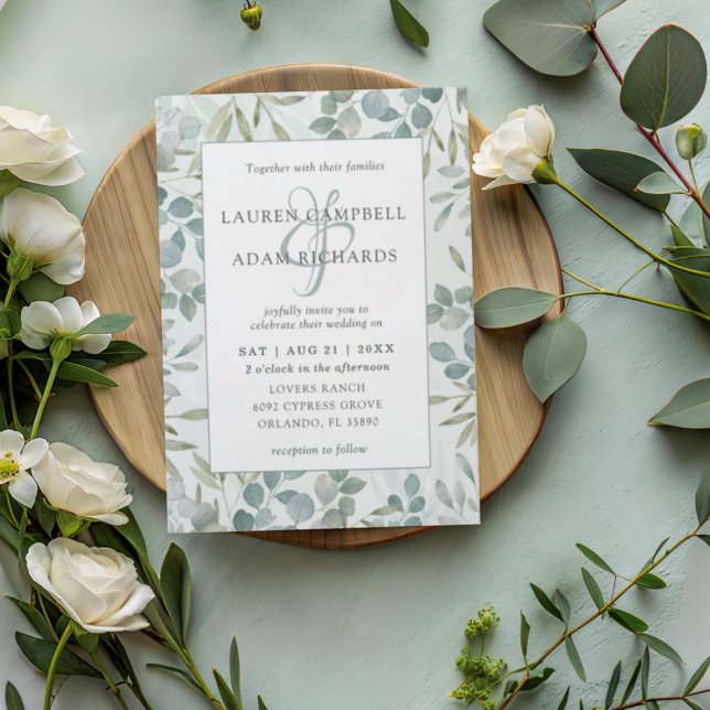Greenery Eucalyptus Watercolor Wedding Invitation (Creator Uploaded)