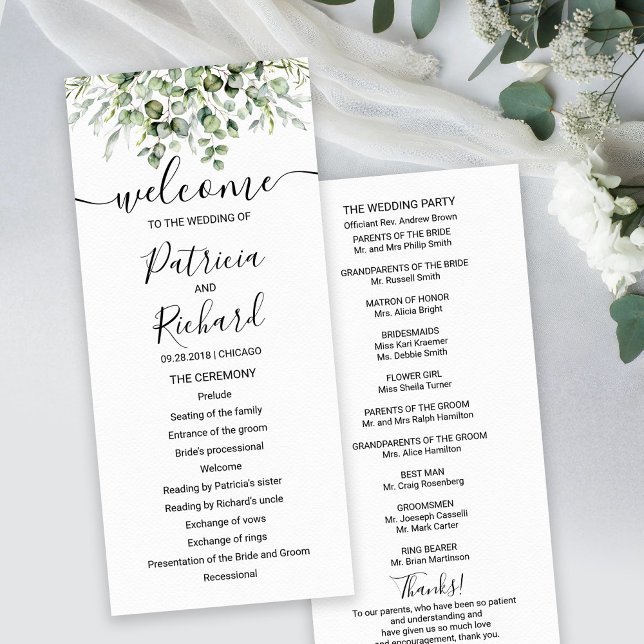 Greenery Eucalyptus Watercolor Wedding Program (Creator Uploaded)