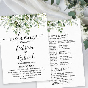Greenery Eucalyptus Watercolor Wedding Program