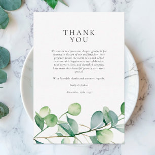 Greenery Eucalyptus Watercolor Wedding Thank You Card