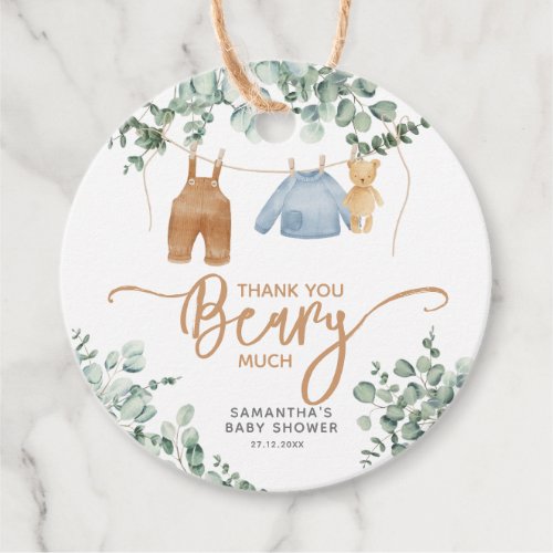 Greenery eucalyptus We can bearly wait Baby Shower Favor Tags
