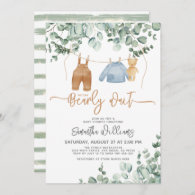 Greenery eucalyptus We can bearly wait Baby Shower Invitation