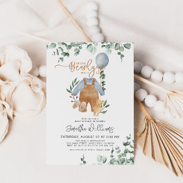 Greenery eucalyptus We can bearly wait Baby Shower Invitation