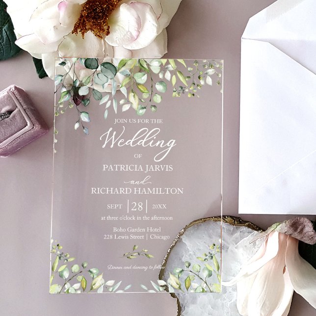 Greenery Eucalyptus Wedding Acrylic Invitations (Creator Uploaded)