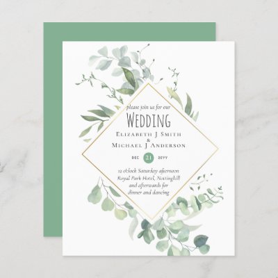 Greenery Eucalyptus Wedding BUDGET Invites