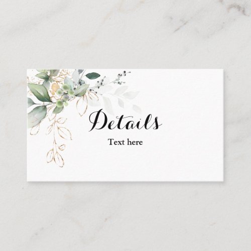 Greenery Eucalyptus wedding details card