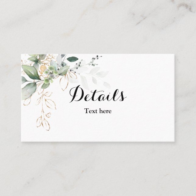 Greenery Eucalyptus wedding details card (Front)