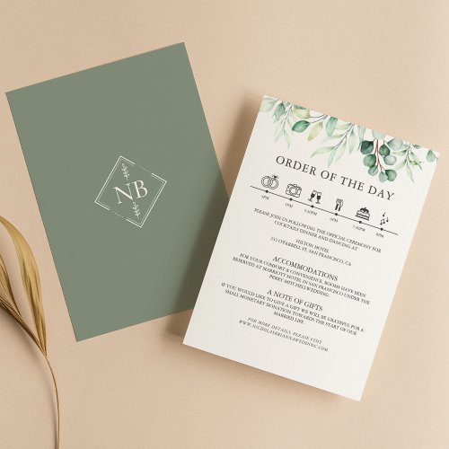 Greenery Eucalyptus Wedding Details Timeline Enclosure Card