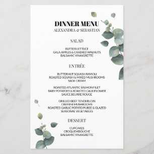 Greenery Eucalyptus Wedding Dinner Menu