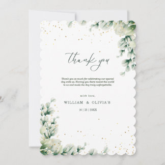 Greenery Eucalyptus Wedding Elegant Floral Wedding Thank You Card