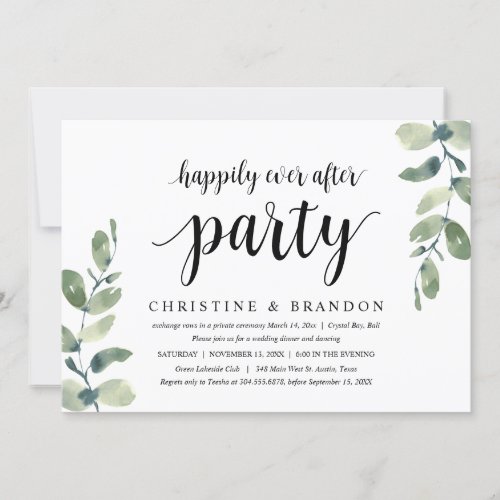 Greenery Eucalyptus Wedding Elopement Party Invitation