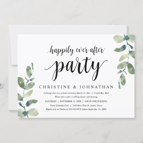 Greenery Eucalyptus Wedding Elopement Party Invitation